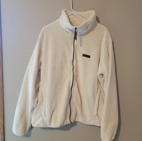 Columbia White Fleece Zip Up - Picture 1 of 3